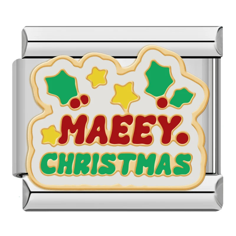 Charm Italiano Plano - Colección Navidad Clásica (Muérdago, Jengibre y Papá Noel)