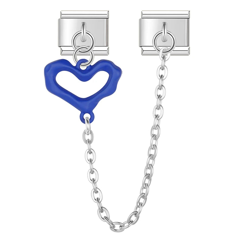 Charm Italiano Doble - Conector Corazón (Silueta Colgante y Cadena)