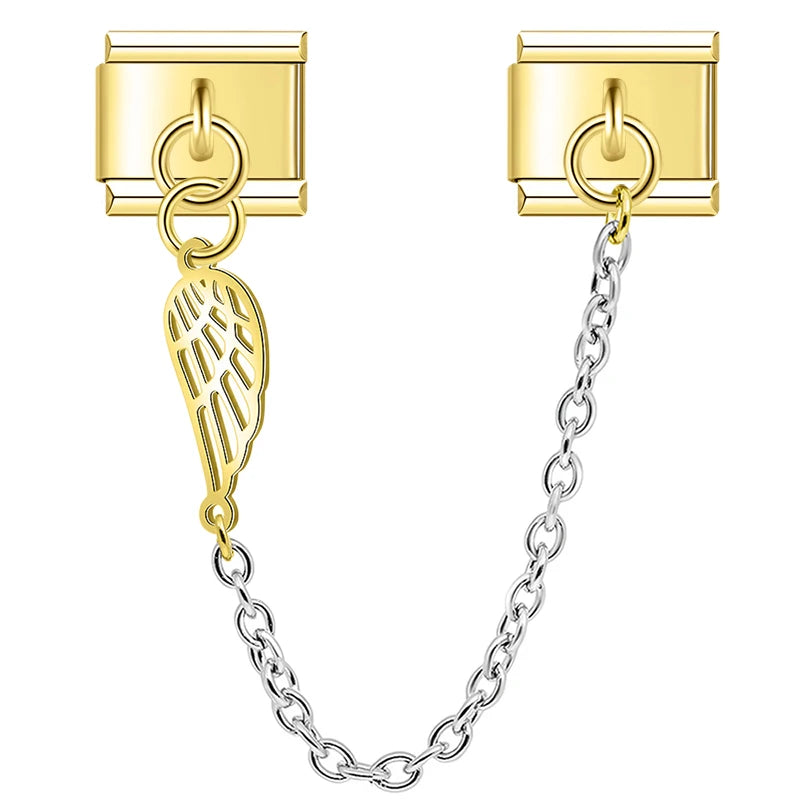 Charm Italiano Doble - Cadena con Símbolo Colgante (Ala, Estrella, Puzzle)