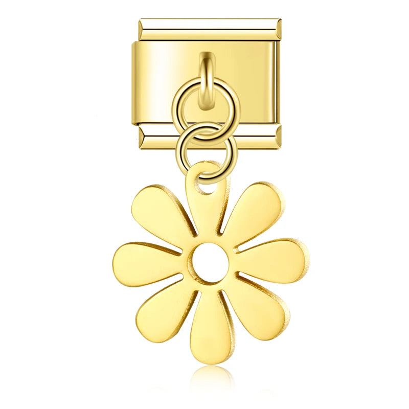 Charm Italiano Colgante - Colección Botánica y Símbolos (Hojas, Flores, Campana)