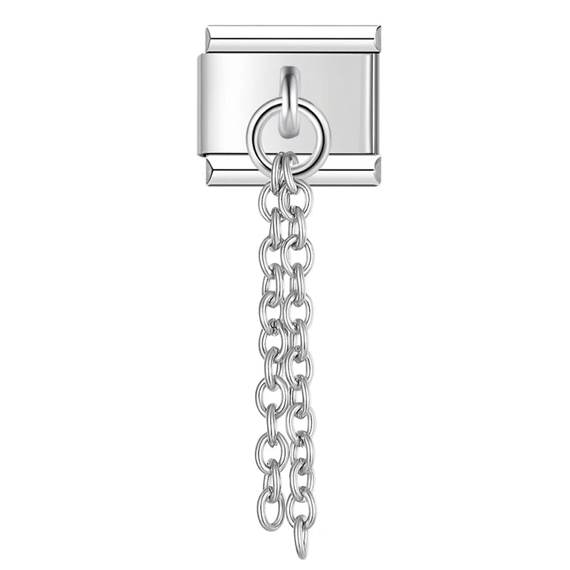 Charm Italiano Colgante - Borla de Cadenas (Efecto Cascada Metálica)