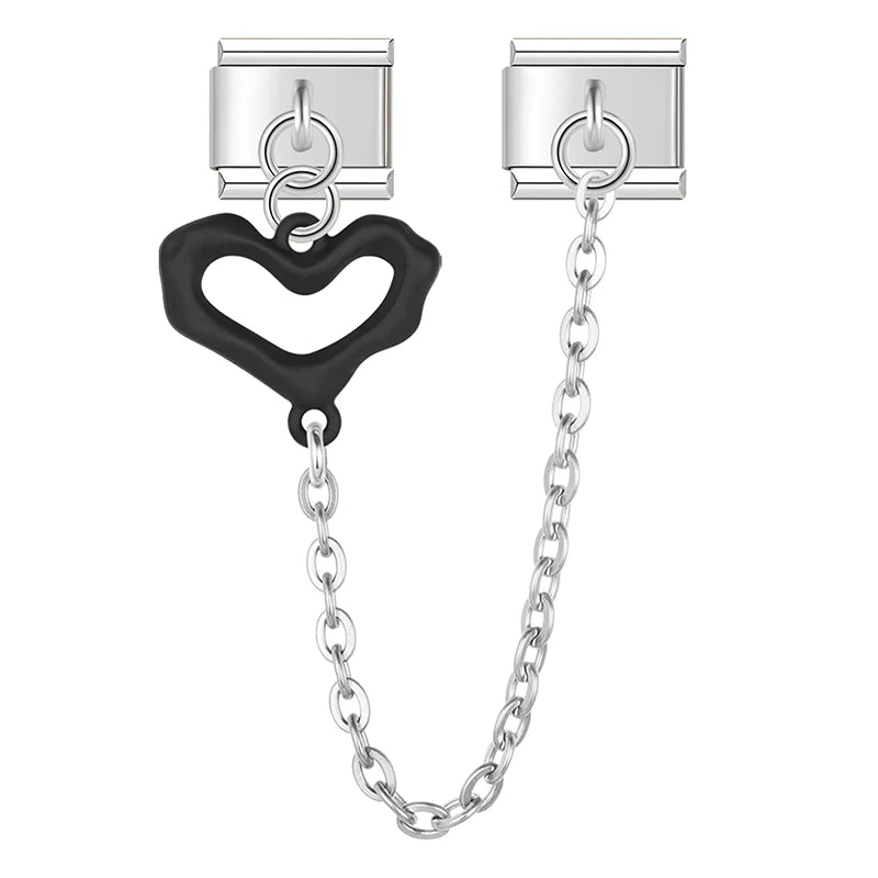 Charm Italiano Doble - Conector Corazón (Silueta Colgante y Cadena)