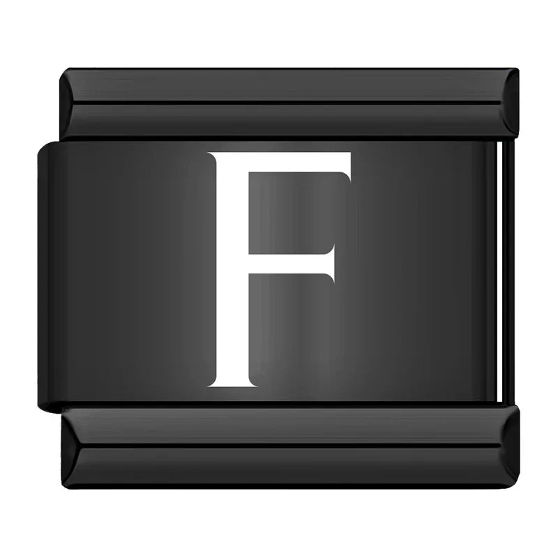 Charm Italiano Plano - Iniciales Contraste (Blanco sobre Negro)