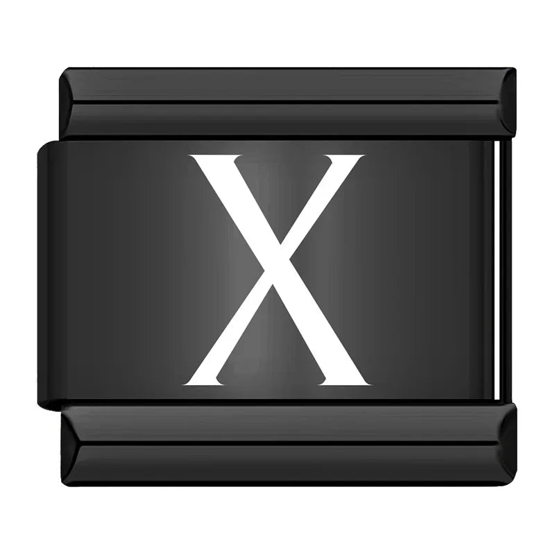 Charm Italiano Plano - Iniciales Contraste (Blanco sobre Negro)