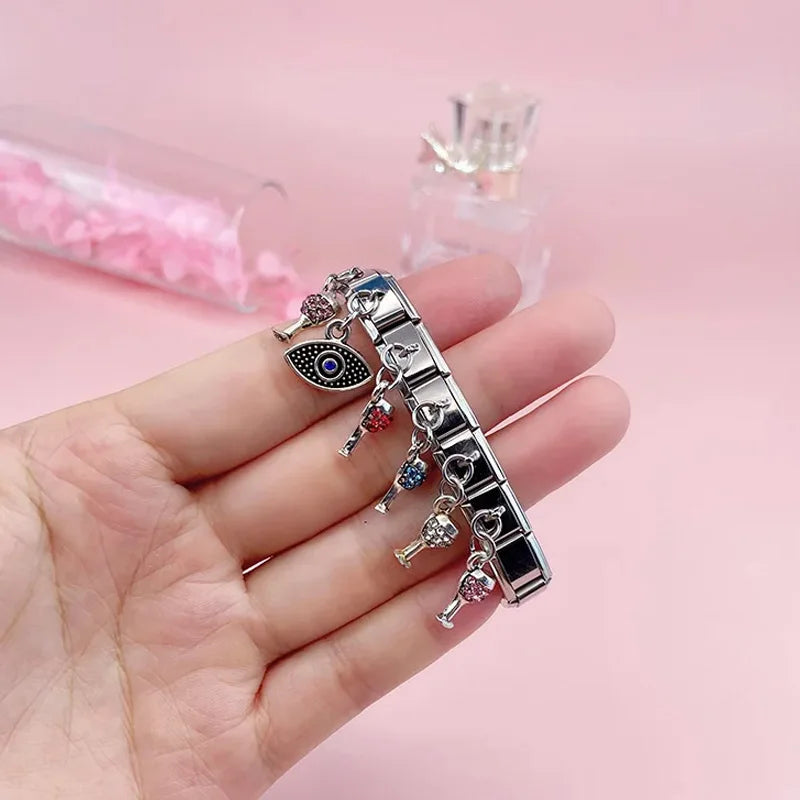 Charm Italiano Colgante - Colección Celebración (Copa de Vino, Ramo de Flores)