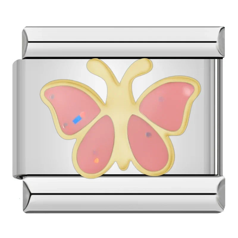 Charm Italiano Plano - Colección Pequeños Animales (Mariquita, Mariposa, Gato)