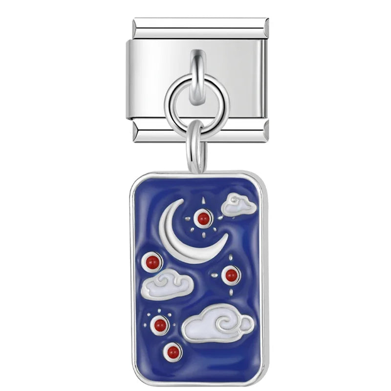 Charm Italiano Colgante - Colección Tarot y Cielo Estrellado (Azul Místico)