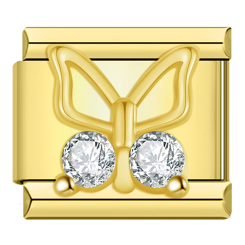 Charm Italiano Plano - Colección Romance Real (Coronas, Alas y Cristales Brillantes)