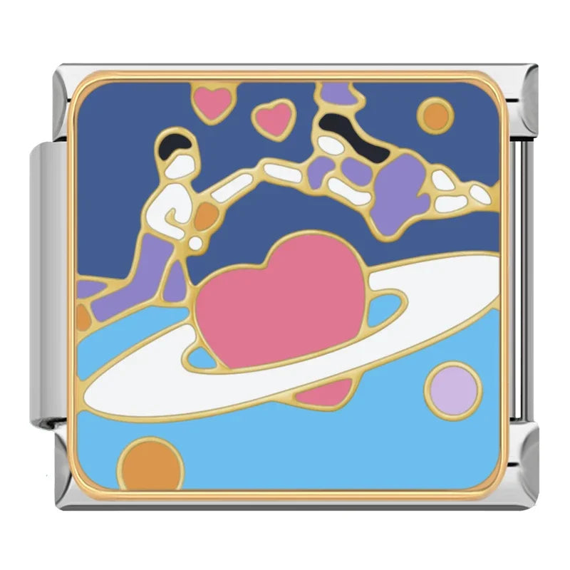 Charm Italiano Plano - Colección Historias de Amor (Parejas, Cupido, Atardecer)