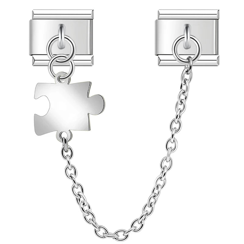 Charm Italiano Doble - Cadena con Símbolo Colgante (Ala, Estrella, Puzzle)