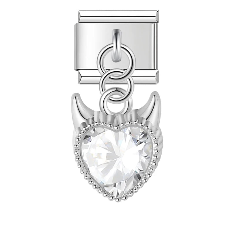 Charm Italiano Colgante - Corazón Gótico de Zirconia (Lujo Edgy)