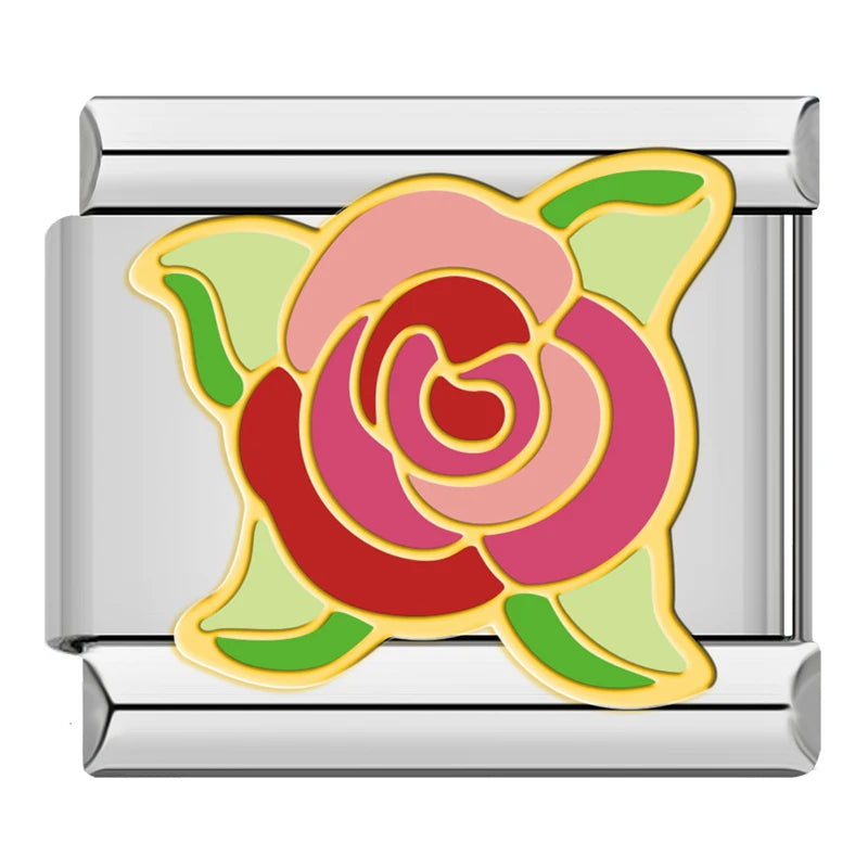 Charm Italiano Plano - Colección Flores Románticas (Ilustración Pastel)