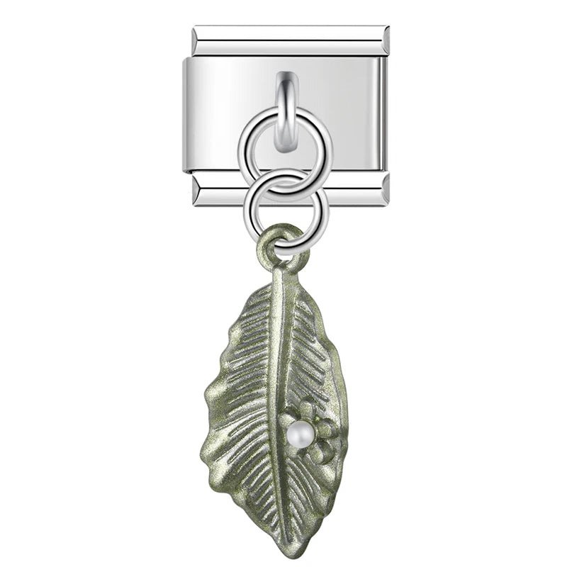 Charm Italiano Colgante - Colección Hojas Botánicas (Plata y Oro)