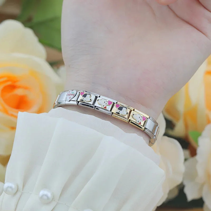 Charm Italiano Plano - Colección Ternura (Panda, Perro y Mensajes)