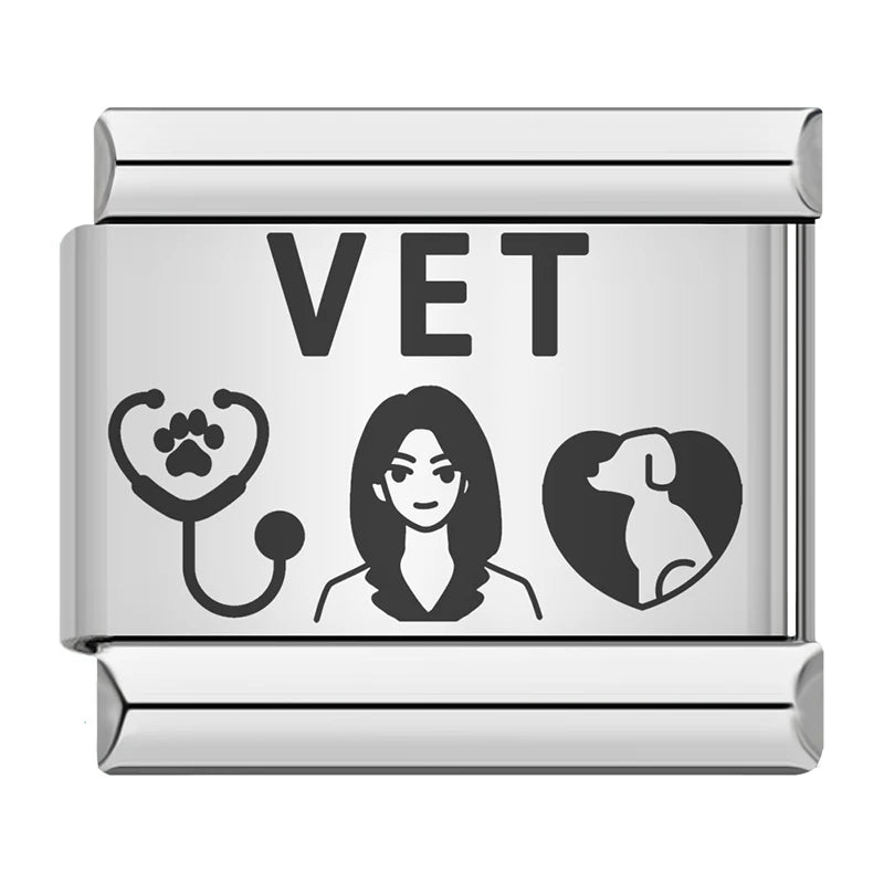 Charm Italiano Plano - Colección Orgullo Profesional 2 (Doctor, Enfermera, Músico, Ingeniero)