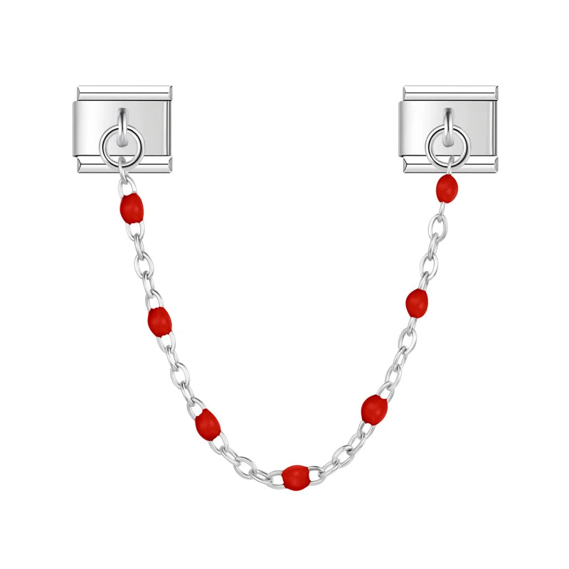 Charm Italiano Doble - Cadena con Cuentas de Color (Toque Minimalista)