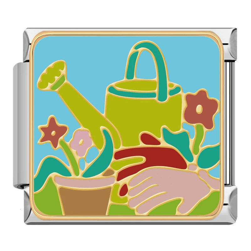 Charm Italiano Plano - Colección Vida en la Granja (Cosecha, Vaca, Espantapájaros)