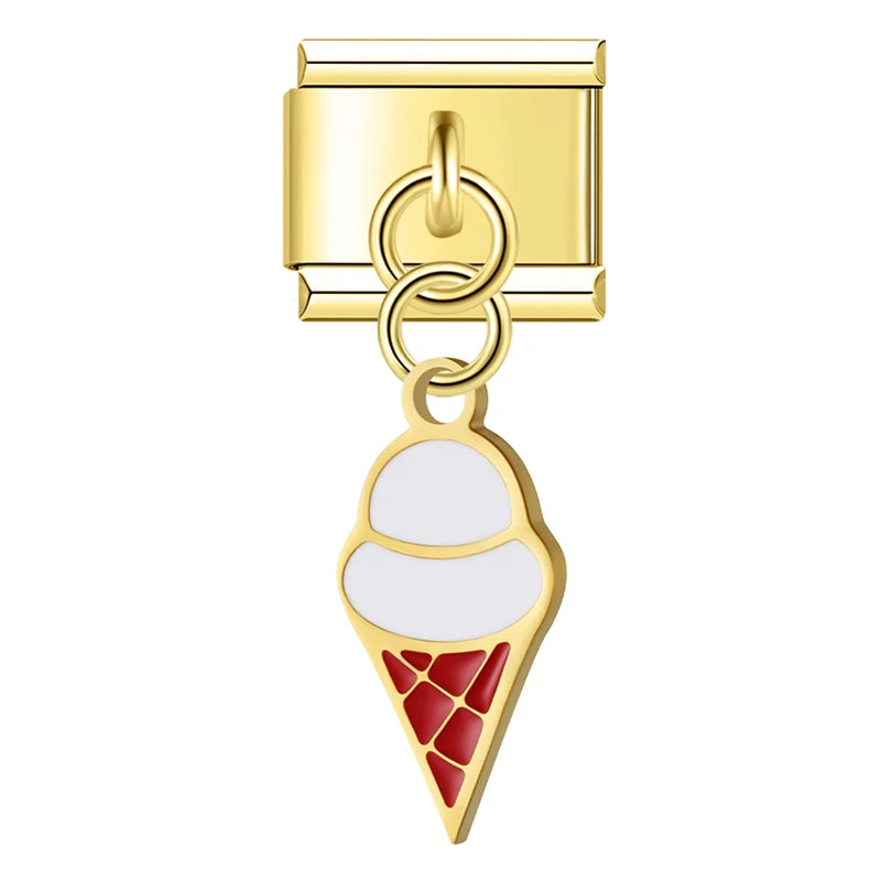 Charm Italiano Colgante - Colección Navidad Dorada (Muñeco de Nieve, Reno, Regalos)