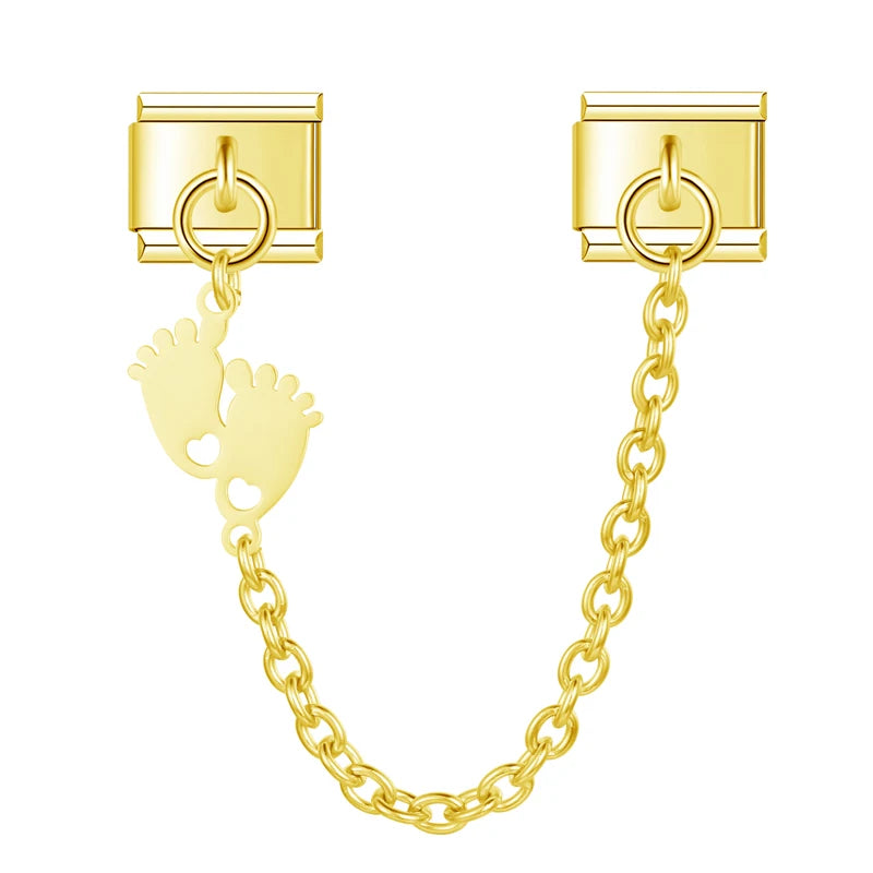 Charm Italiano Doble - Cadena Tropical e Industrial (Hoja y Engranaje)