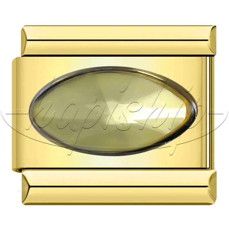 Charm Italiano Joya - Piedra Ovalada Facetada (Base Oro)
