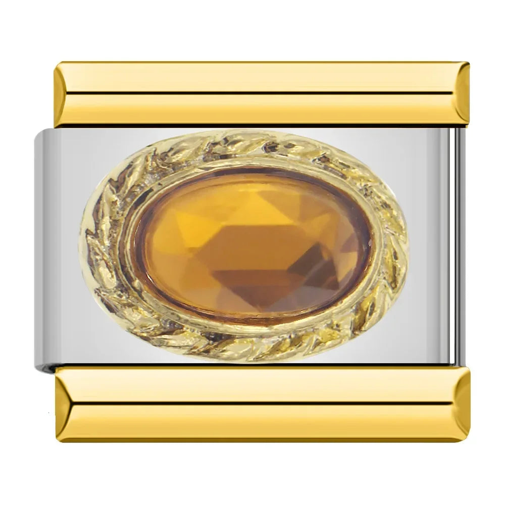 Charm Italiano Plano - Colección Joya Vintage (Piedras Preciosas y Oro)