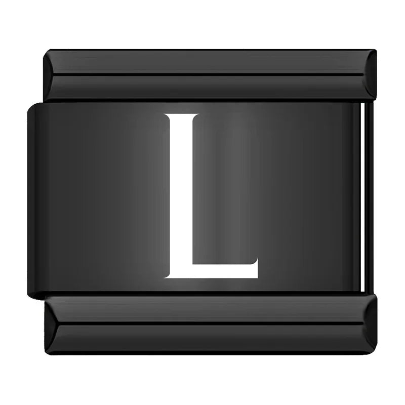 Charm Italiano Plano - Iniciales Contraste (Blanco sobre Negro)