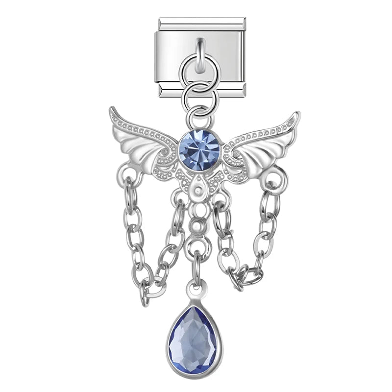 Charm Italiano Colgante - Ángel y Tassel de Cristal (Máximo Brillo)