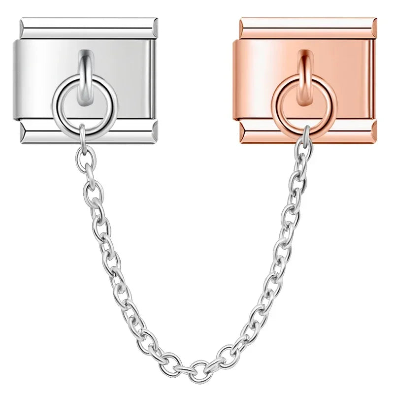 Charm Italiano Doble - Cadena de Conexión Minimalista (Estilo Safety Chain)