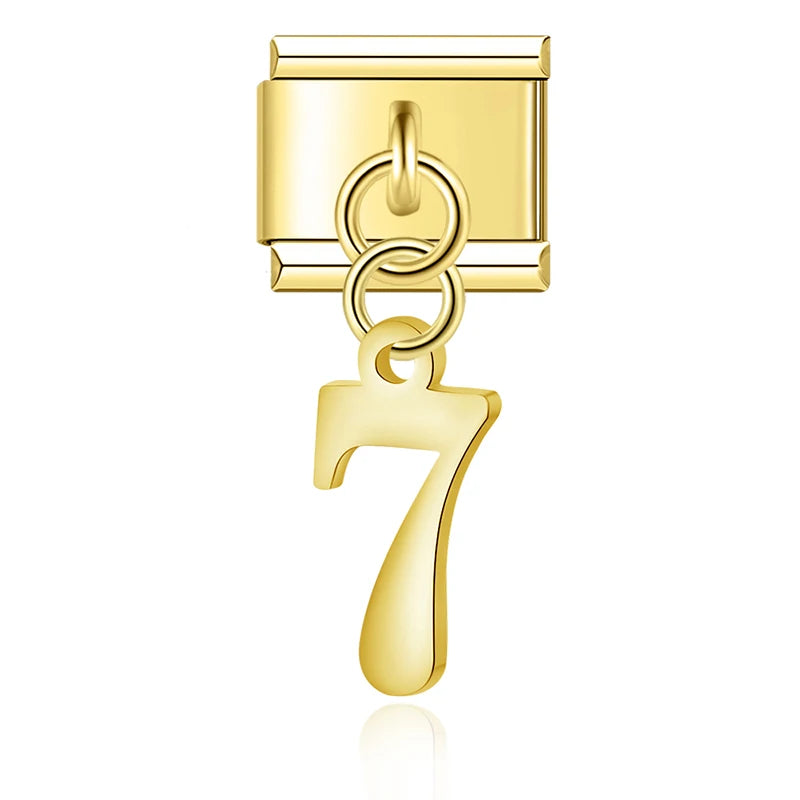 Charm Italiano Colgante - Dígitos Modulares (0-9) en Oro y Plata
