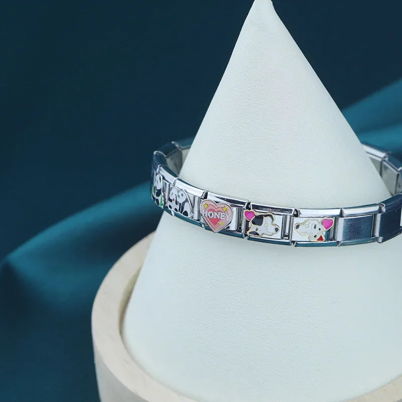 Charm Italiano Plano - Colección Ternura (Panda, Perro y Mensajes)