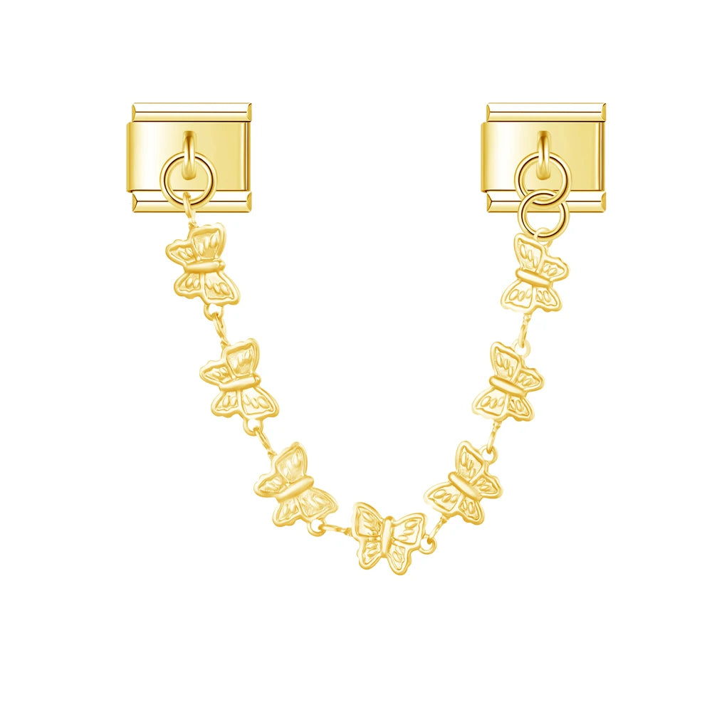 Charm Italiano Doble - Cadena de Motivos Repetidos (Corazón y Estrella)