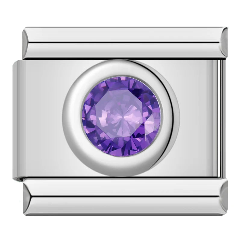 Charm Italiano Plano - Solitario Clásico Redondo (Piedras de Nacimiento)