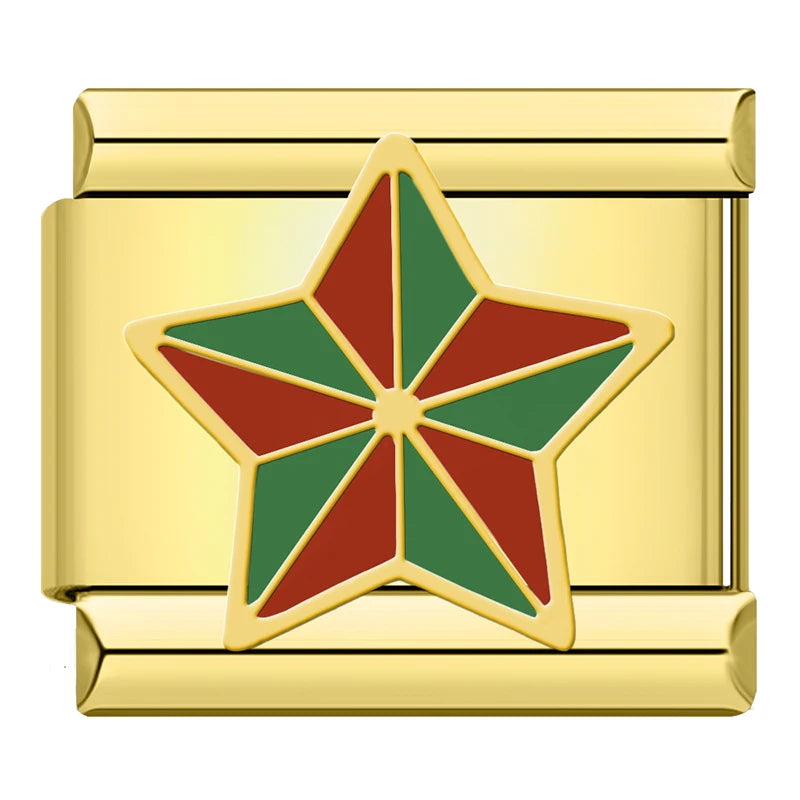 Charm Italiano Plano - Colección Navidad Clásica (Papá Noel, Árbol y Oro)