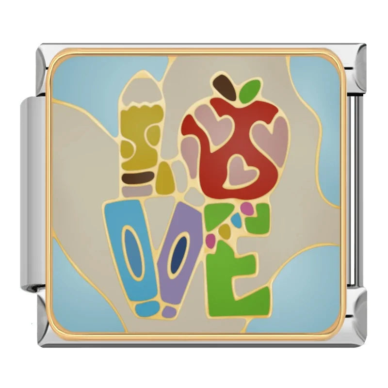 Charm Italiano Plano - Colección Escuela y Beisbol (Maestras y Deporte)