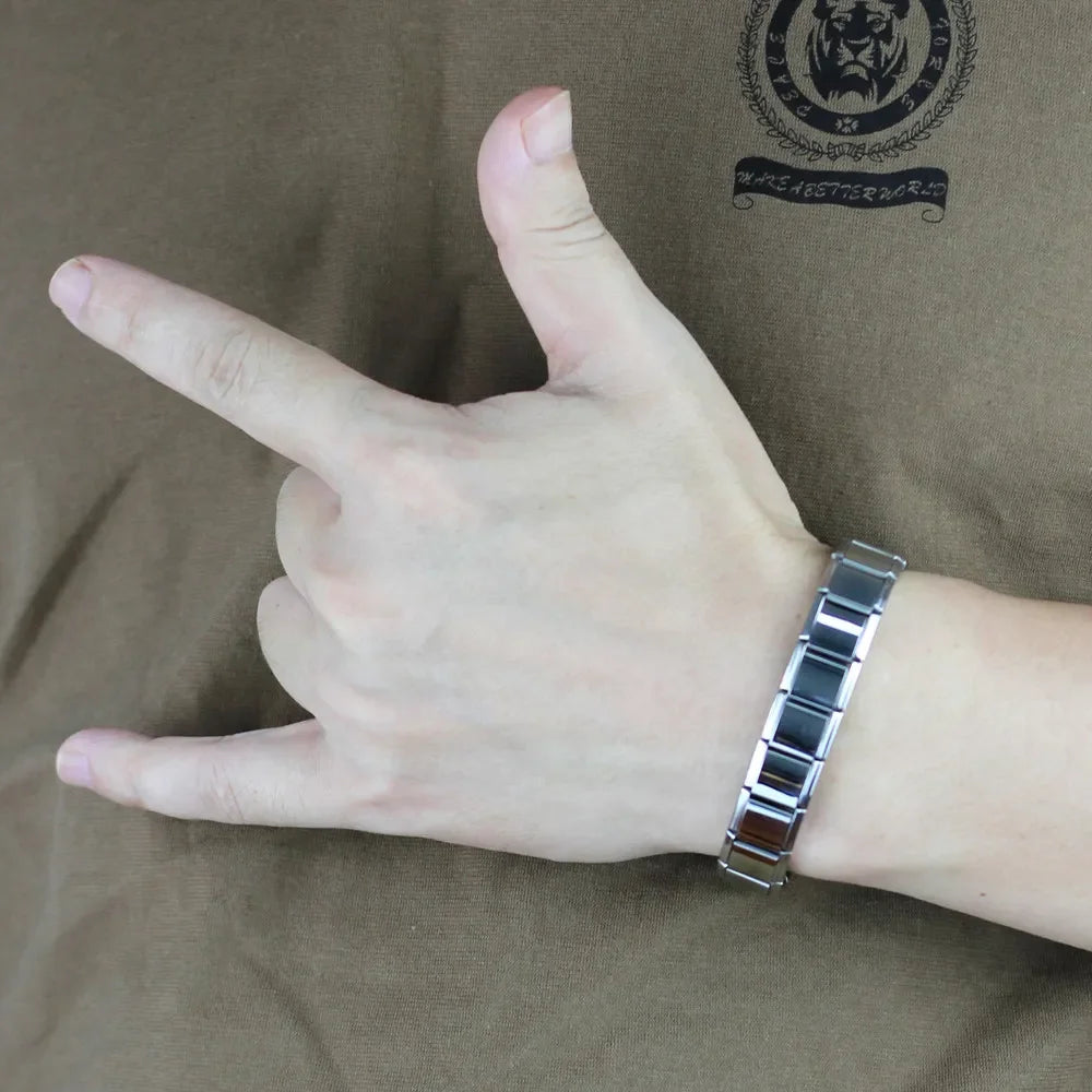 Bracelet à base large 13 mm - Acier brut (Arc-en-ciel, Or et Noir)