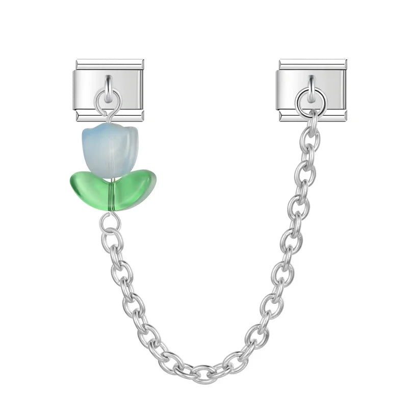 Charm Italiano Doble - Cadena con Tulipán (Joya Botánica)