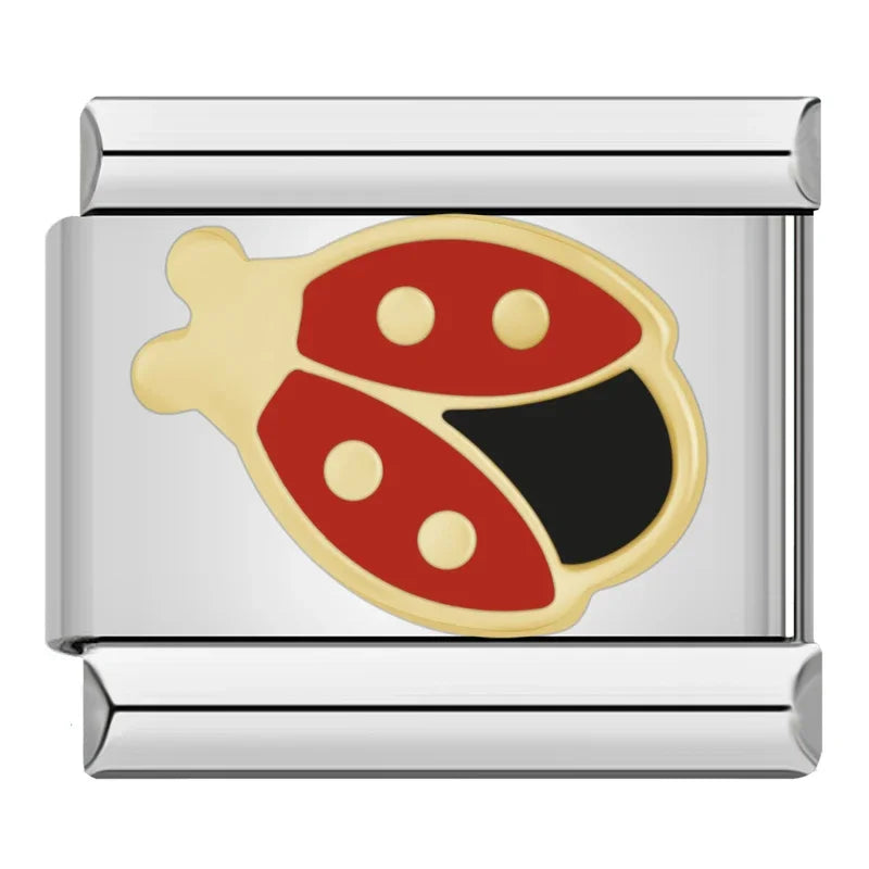 Charm Italiano Plano - Colección Pequeños Animales (Mariquita, Mariposa, Gato)