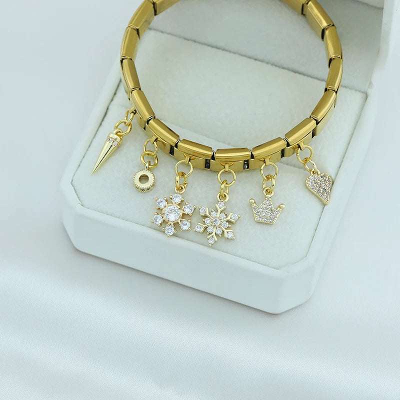 Charm Italiano Colgante - Colección Realeza y Celestial (Oro y Zirconias)