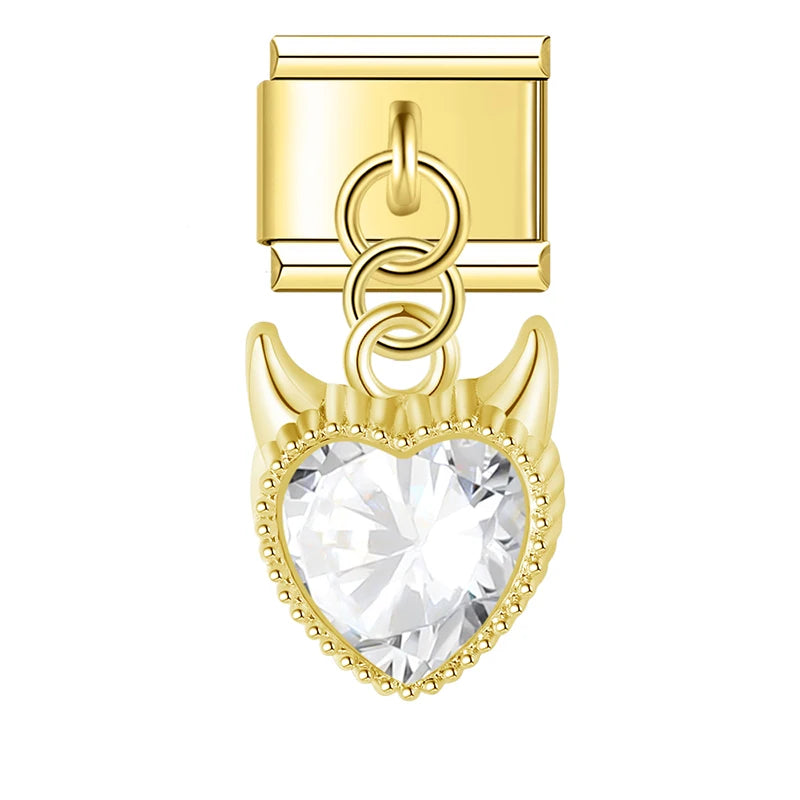 Charm Italiano Colgante - Corazón Gótico de Zirconia (Lujo Edgy)