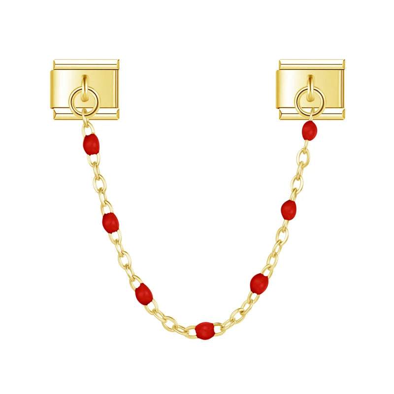 Charm Italiano Doble - Cadena con Cuentas de Color (Toque Minimalista)