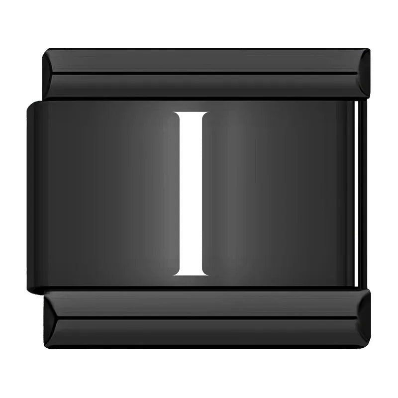 Charm Italiano Plano - Iniciales Contraste (Blanco sobre Negro)