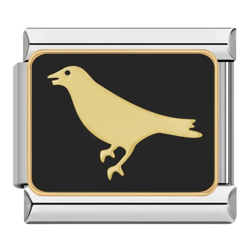 Charm Italiano Plano - Colección Halloween Gótico (Cráneos, Murciélagos y Luna)