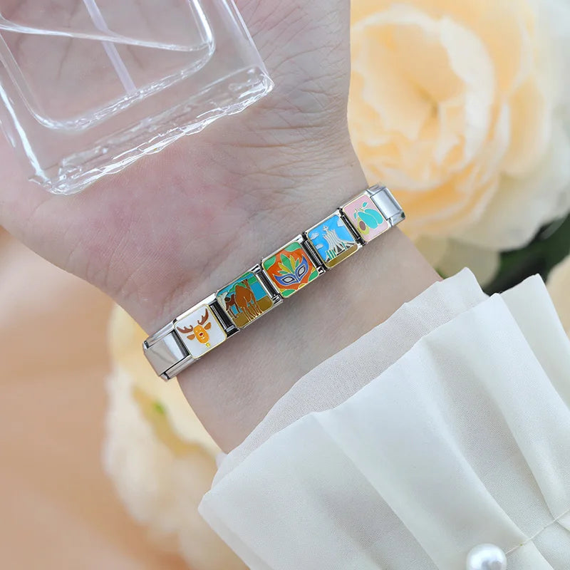 Charm Italiano Plano - Colección Aventura Exótica (Camel, Toucan, Máscaras)