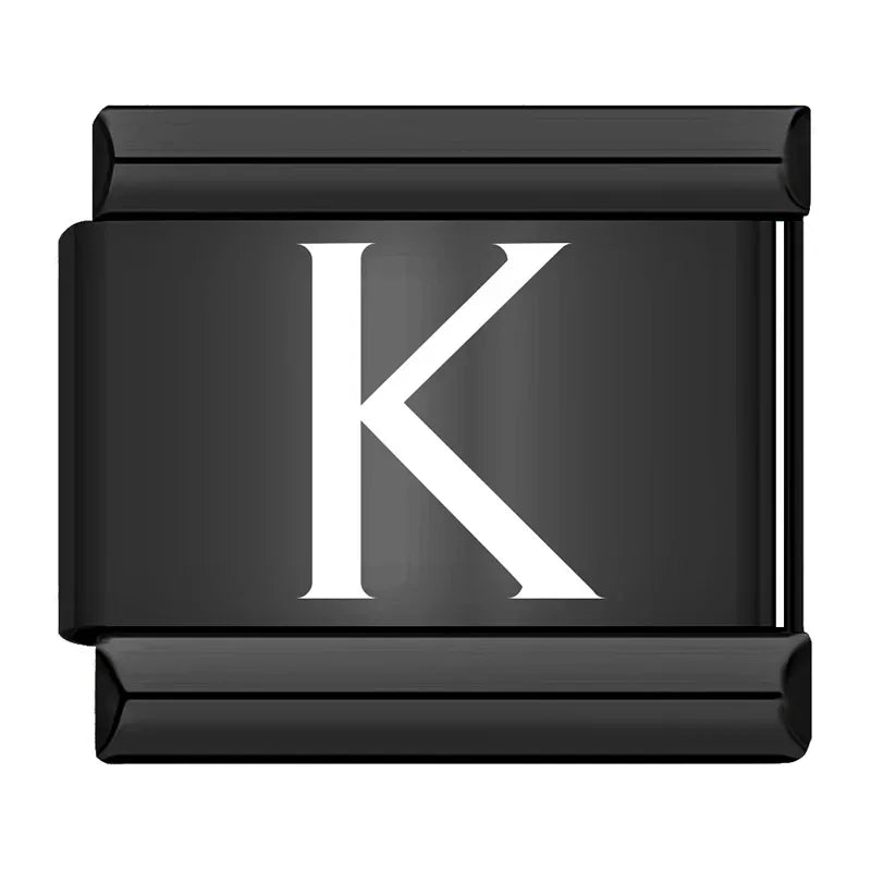 Charm Italiano Plano - Iniciales Contraste (Blanco sobre Negro)