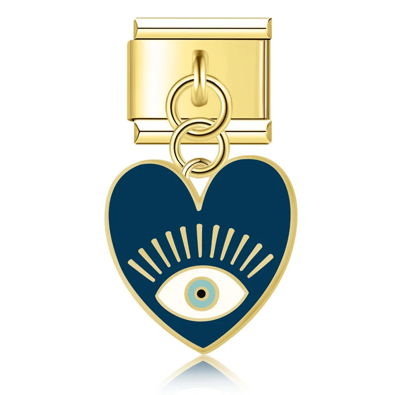 Charm Italiano Colgante - Corazón Protector "Evil Eye" (Varios Colores)