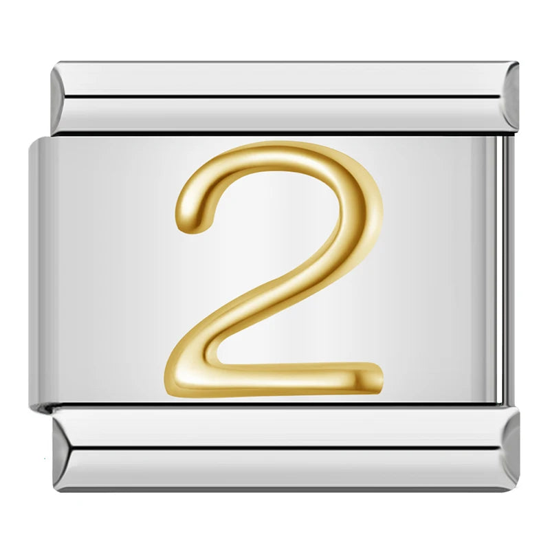 Charm Italiano Plano - Números Dorados en Relieve (Dígitos 0-9)