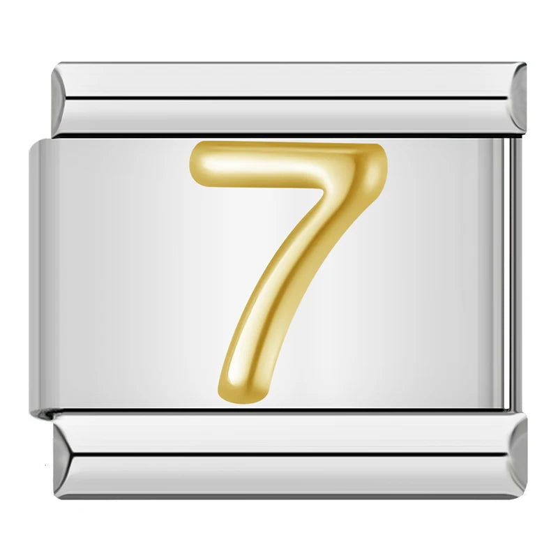 Charm Italiano Plano - Números Dorados en Relieve (Dígitos 0-9)