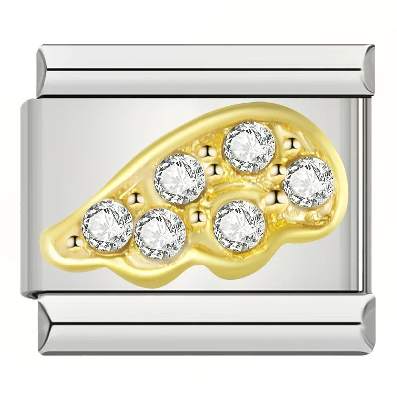 Charm Italiano Plano - Colección Princesa y Diamantes (Alas, Perlas y Solitarios)