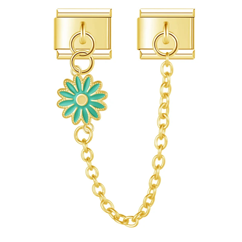 Charm Italiano Doble - Cadena con Margarita Colgante (Primavera Dorada)