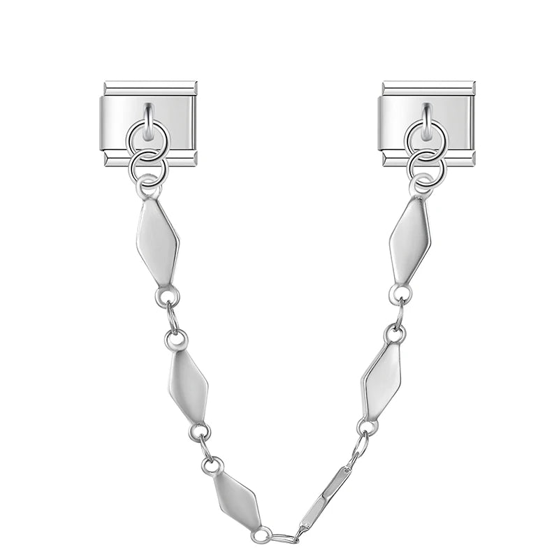 Charm Italiano Doble - Cadena de Motivos Arcoíris (Mariposas y Corazones)